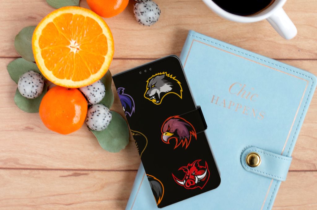 OPPO A91 | Reno3 Leuk Hoesje Cartoon met dierenprints op een tafel met fruit en een notitieboekje.