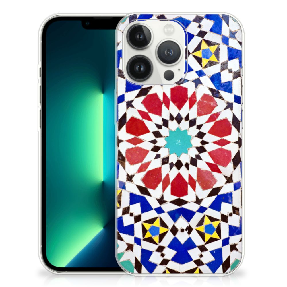 iPhone 13 Pro Max TPU Siliconen Hoesje Mozaïek met kleurrijk design en patroon van tegels.