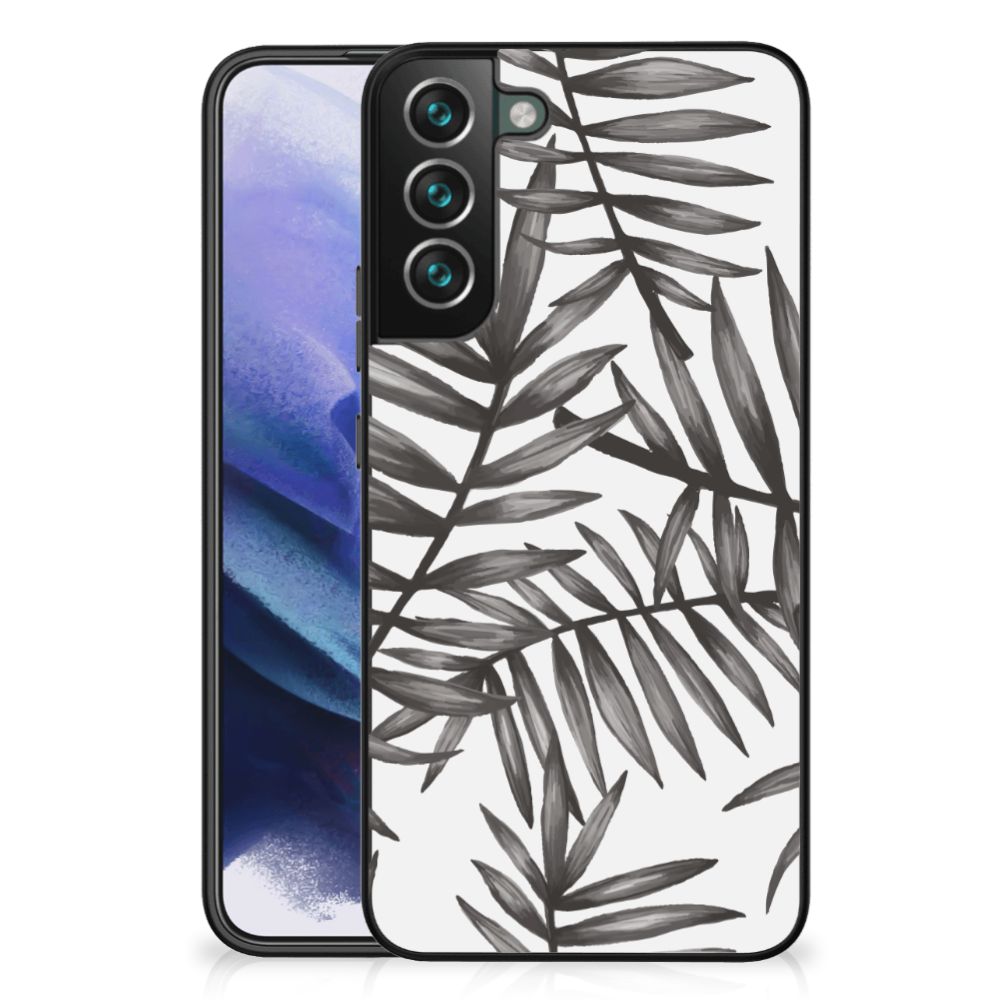 Samsung Galaxy S22 Plus Bloemen Hoesje Leaves Grey