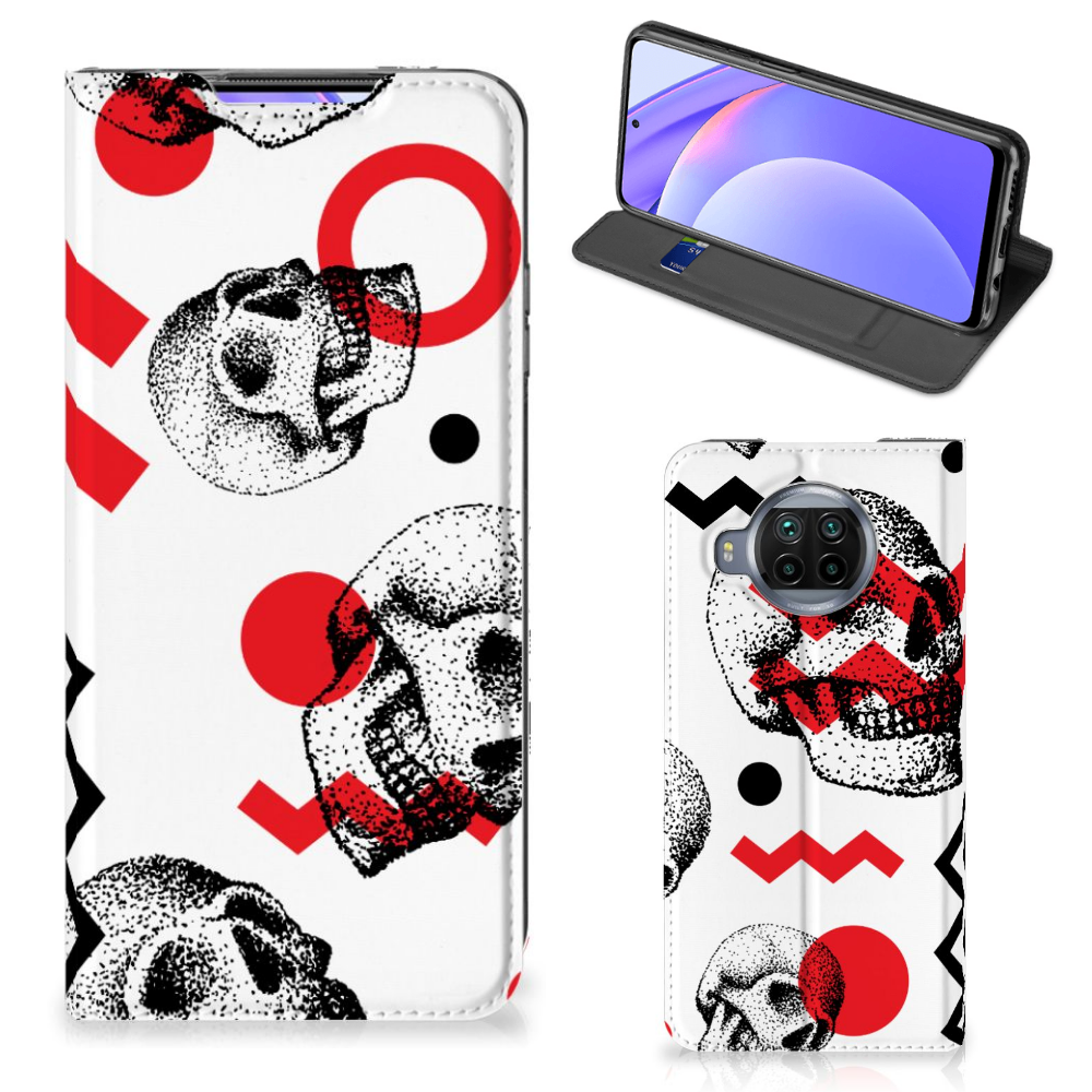 Mobiel BookCase Xiaomi Mi 10T Lite Skull Red - B2C Telecom