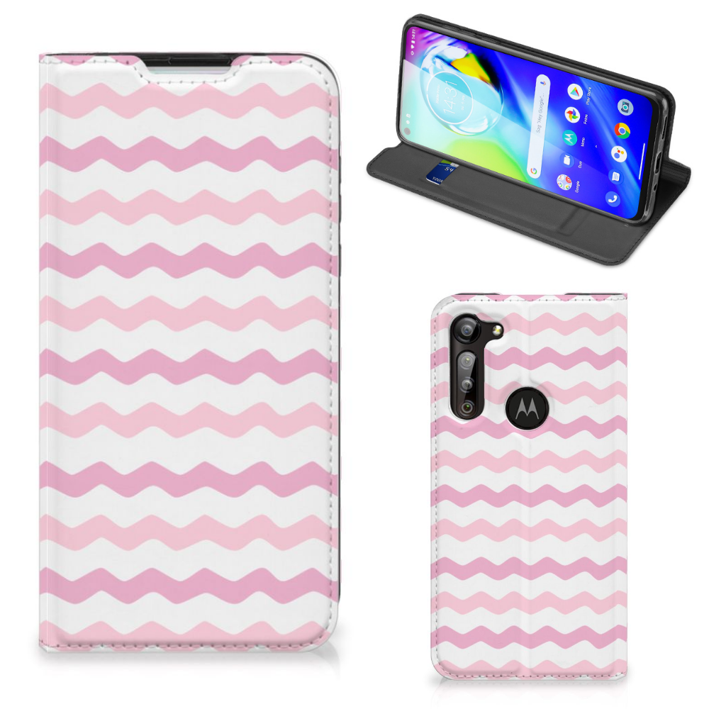 Motorola Moto G8 Power Hoesje met Magneet Waves Roze - B2C Telecom