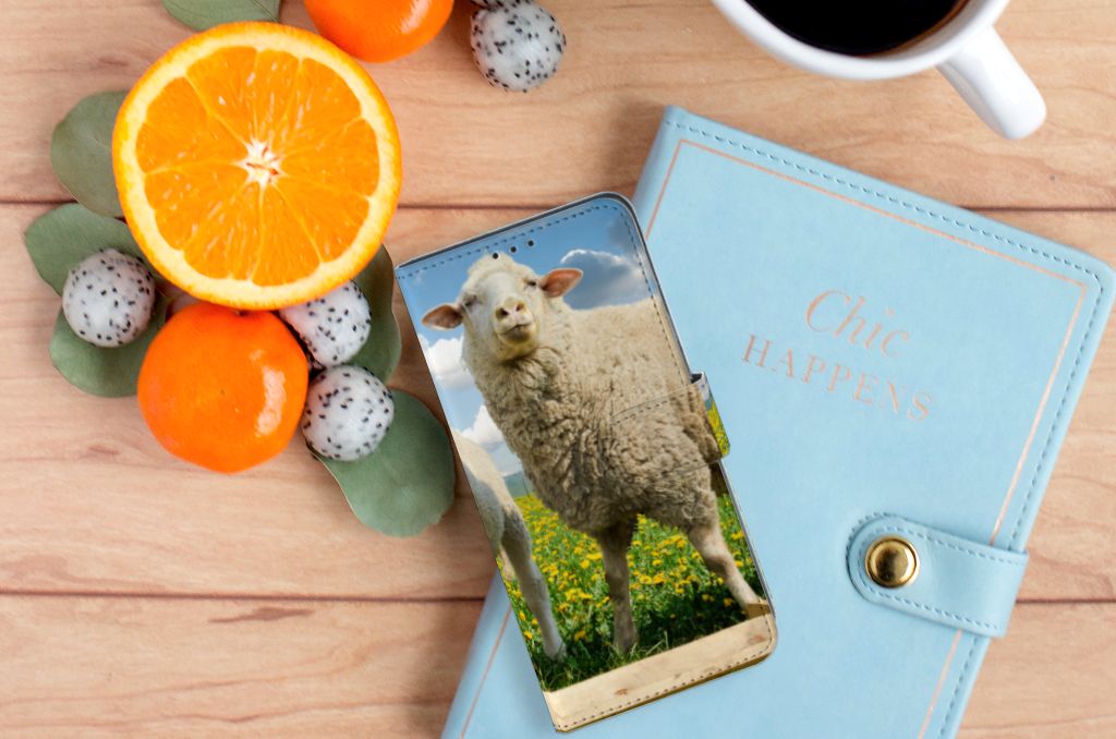 OPPO A91 | Reno3 Telefoonhoesje met Pasjes Schaap en Lammetje
