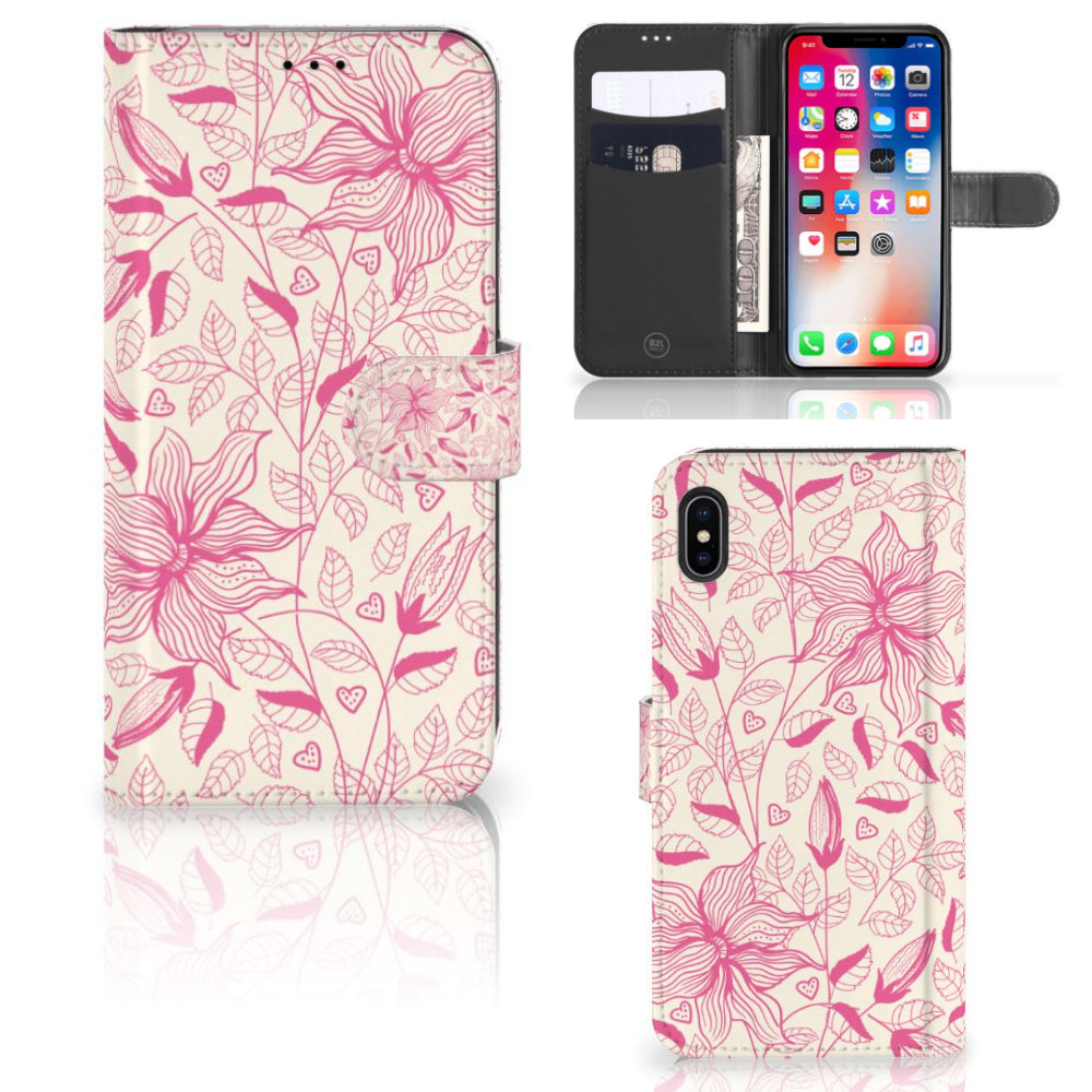 Apple iPhone Xs Max Hoesje Pink Flowers