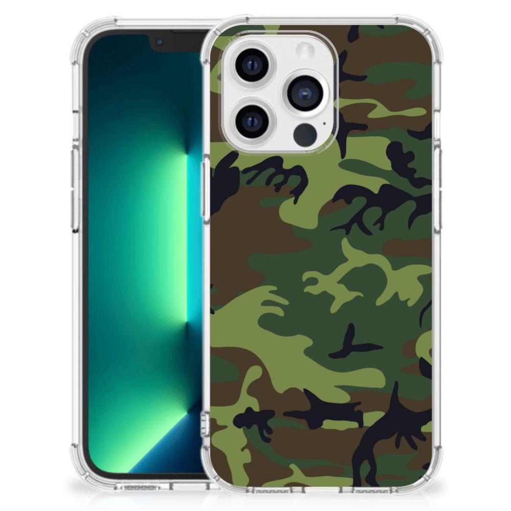 iPhone 13 Pro Max Doorzichtige Silicone Hoesje Army Dark - B2C Telecom
