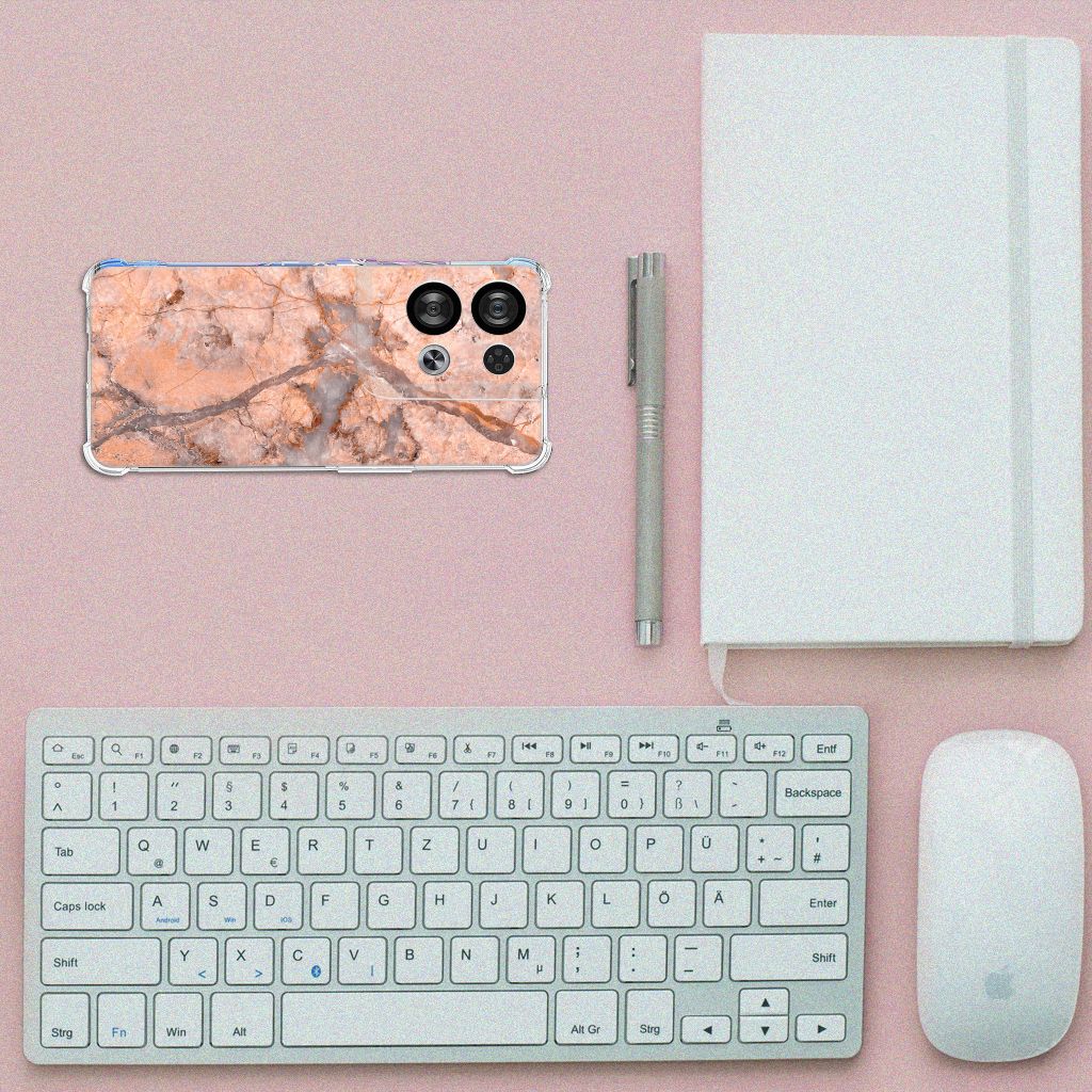 OPPO Reno8 Anti-Shock Hoesje Marmer Oranje B2C Telecom