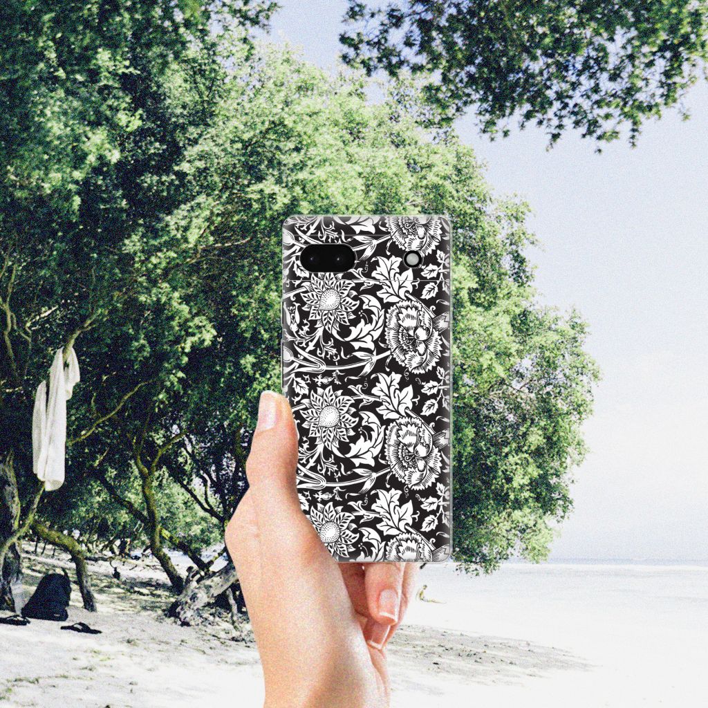 Google Pixel 6A TPU Case Black Flowers B2C Telecom
