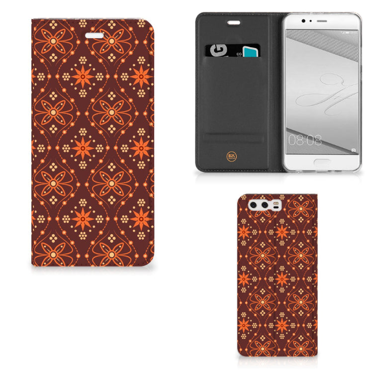 Huawei P10 Plus Hoesje met Magneet Batik Brown