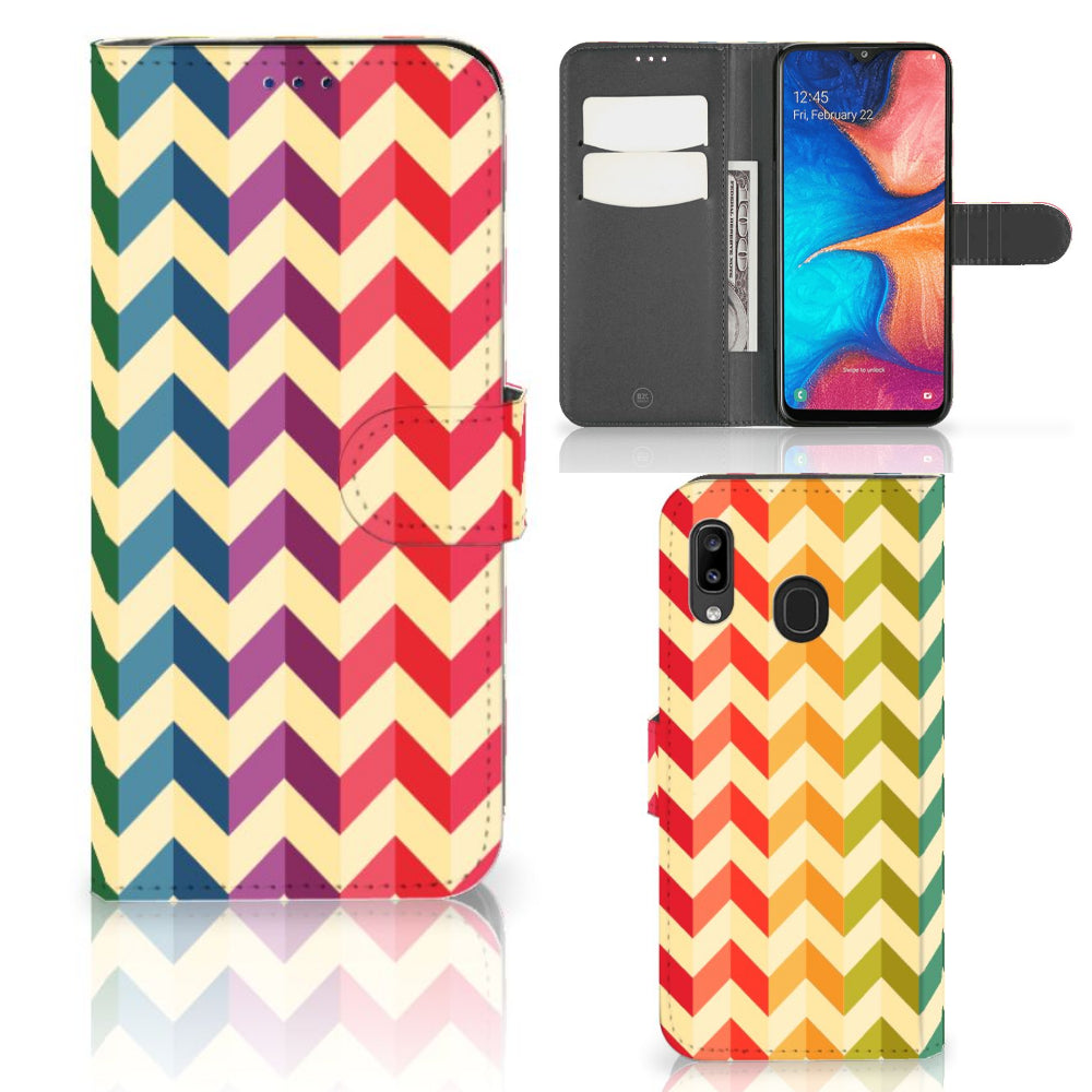 Samsung Galaxy A30 Telefoon Hoesje Zigzag Multi Color