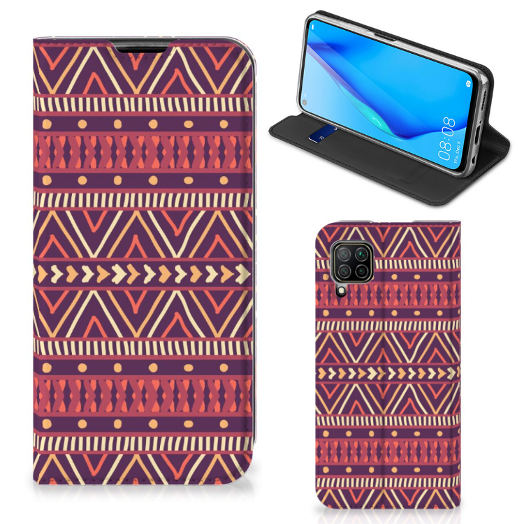 Huawei P40 Lite Hoesje met Magneet Aztec Paars - B2C Telecom