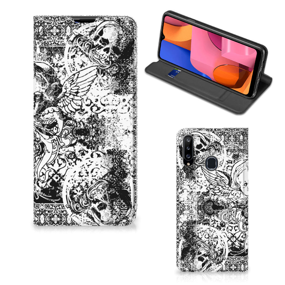 Mobiel BookCase Samsung Galaxy A20s Skulls Angel