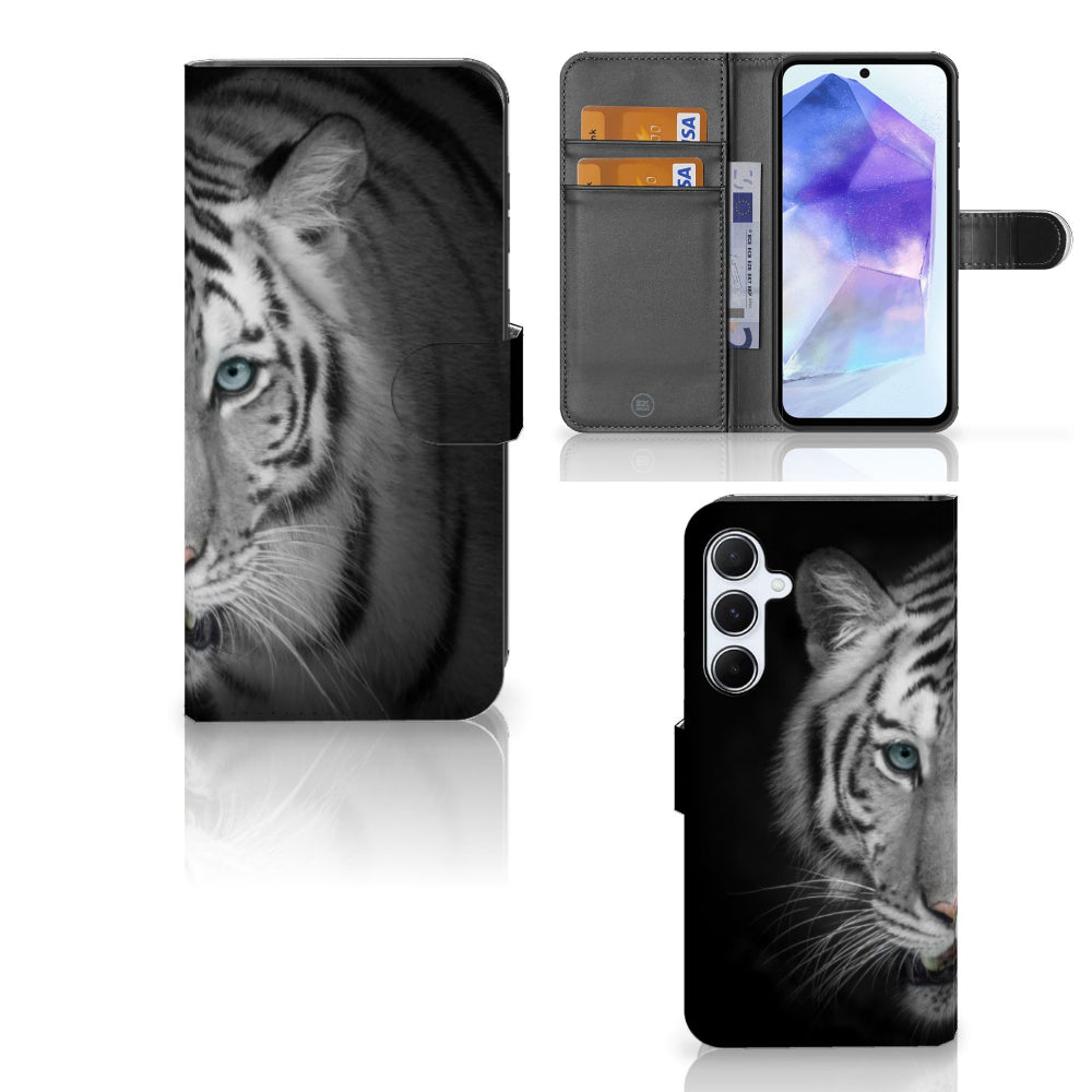 Samsung Galaxy A55 Telefoonhoesje met Pasjes Tijger