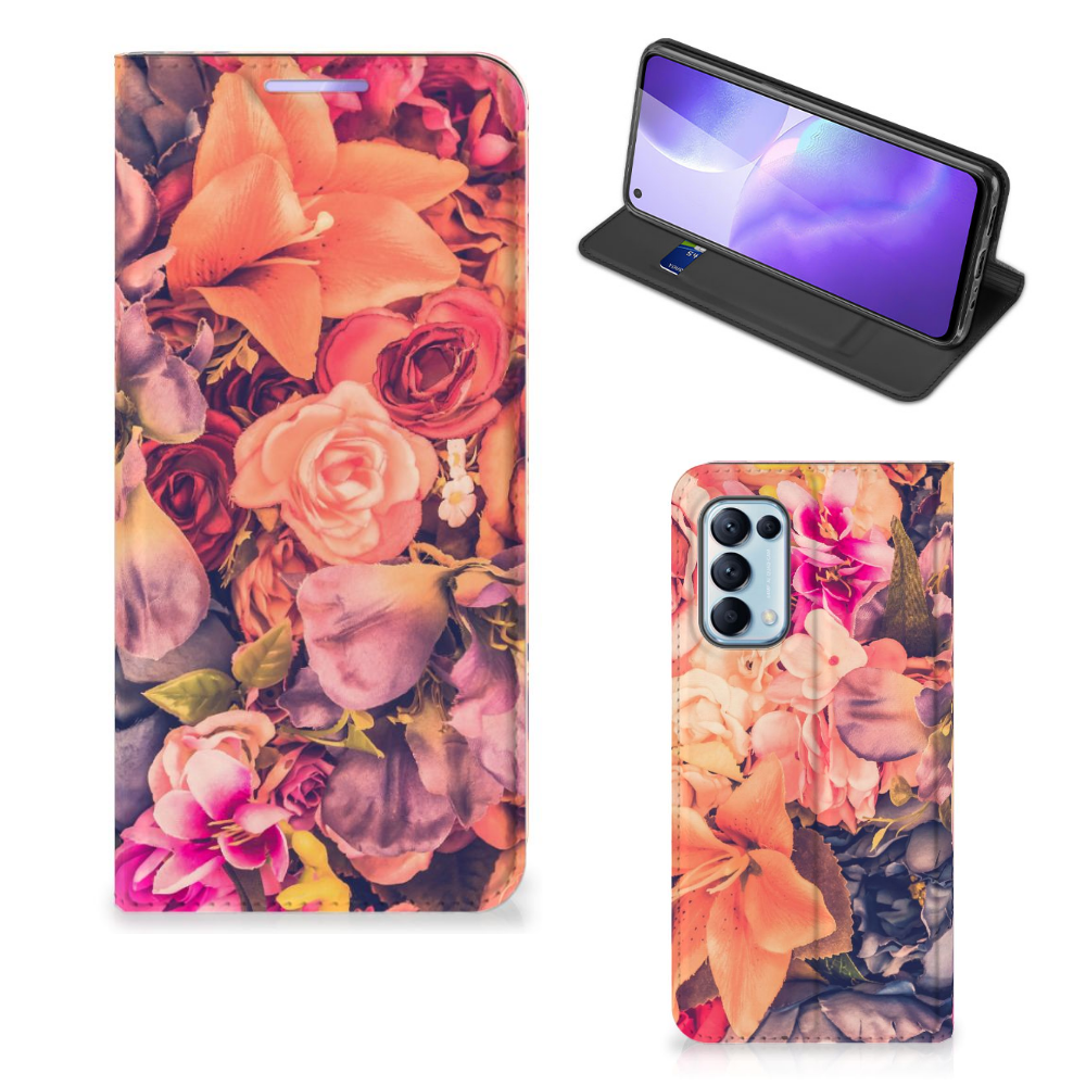 OPPO Find X3 Lite Smart Cover Bosje Bloemen - B2C Telecom