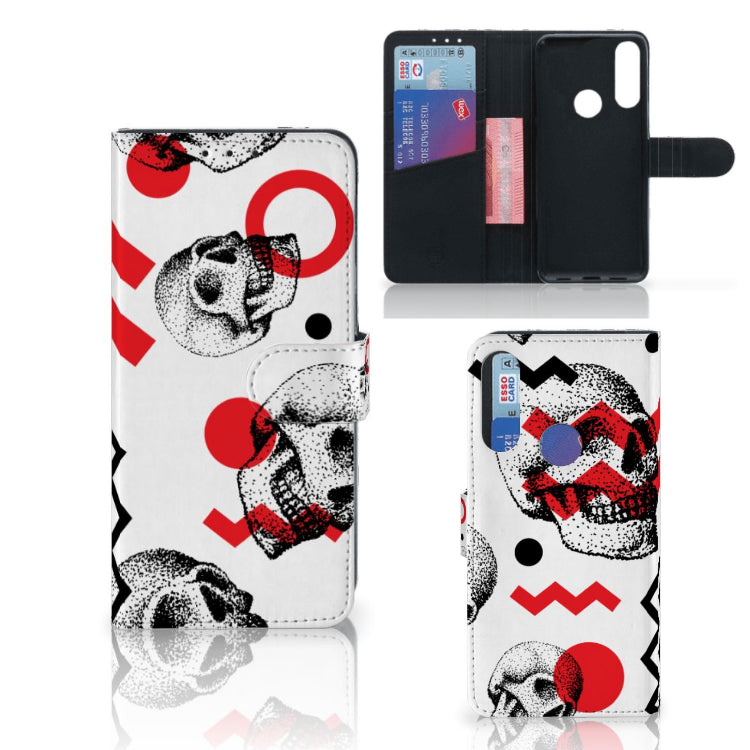 Telefoonhoesje met Naam Alcatel 1S 2020 Skull Red