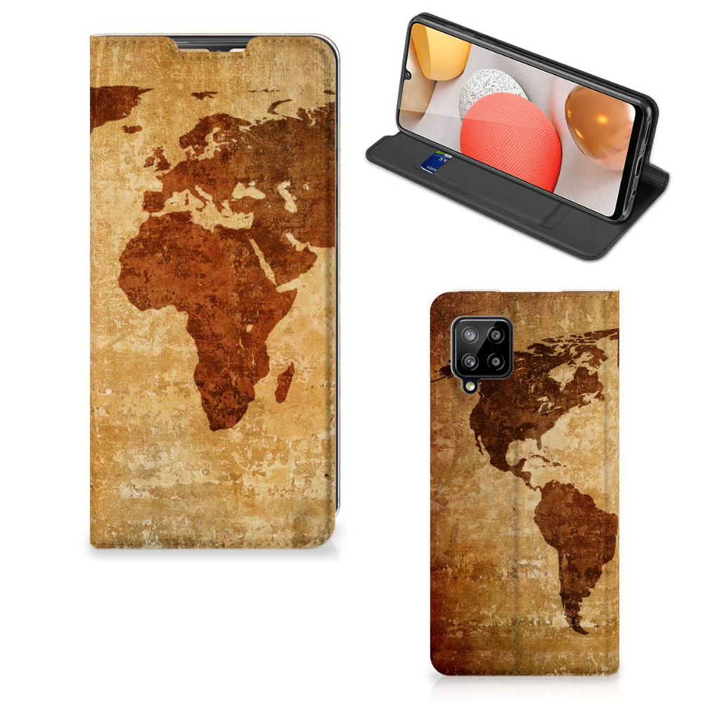 Samsung Galaxy A42 Book Cover Wereldkaart - B2C Telecom