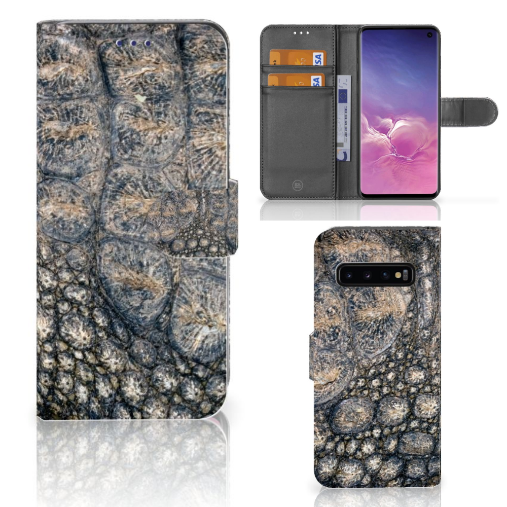 Samsung Galaxy S10 Telefoonhoesje met Pasjes Krokodillenprint