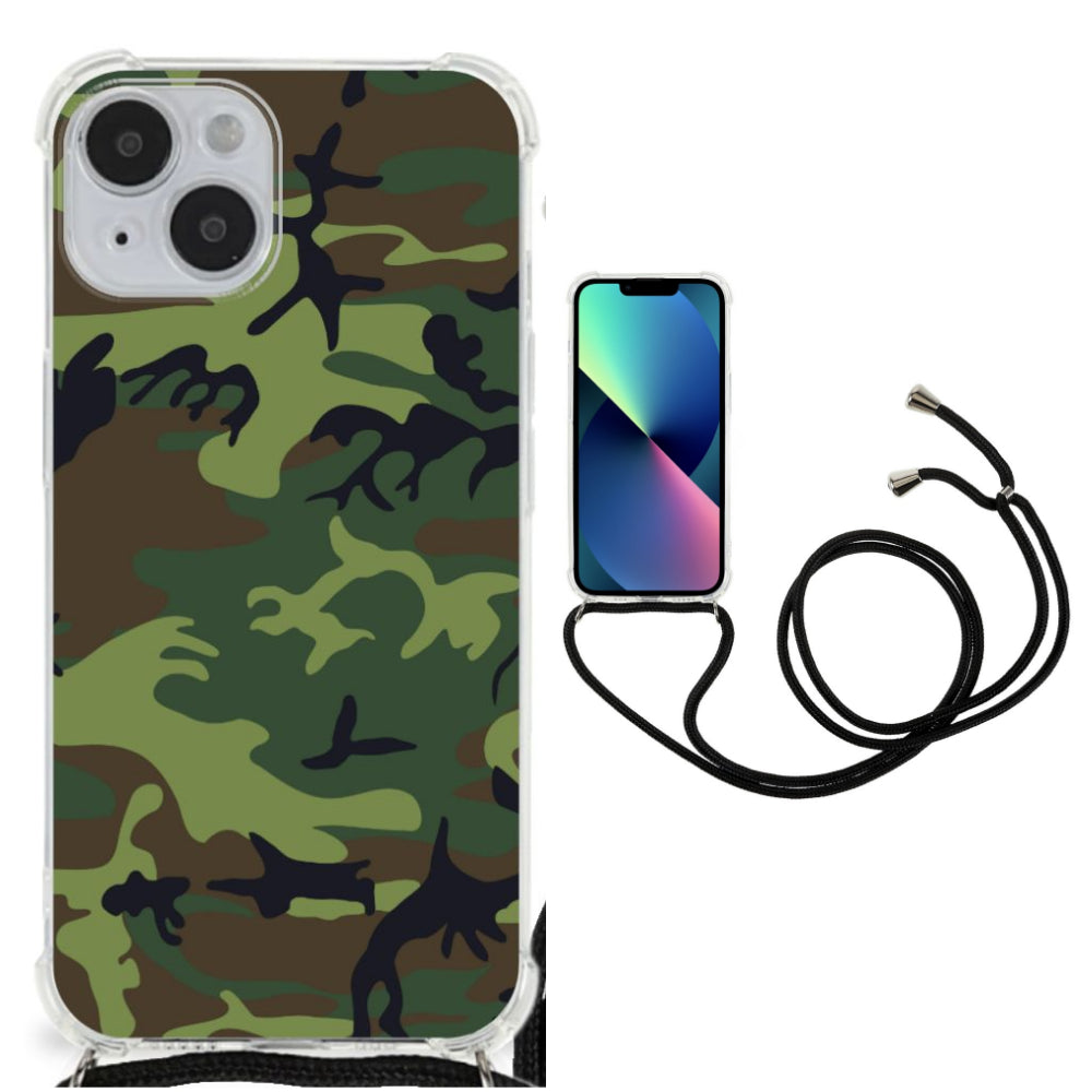 iPhone 14 Doorzichtige Silicone Hoesje Army Dark