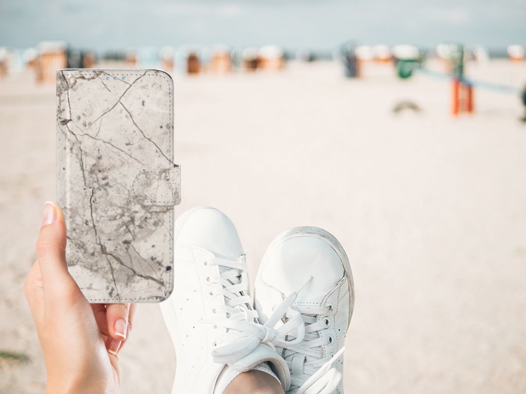 Huawei P40 Lite Bookcase Marmer Beige