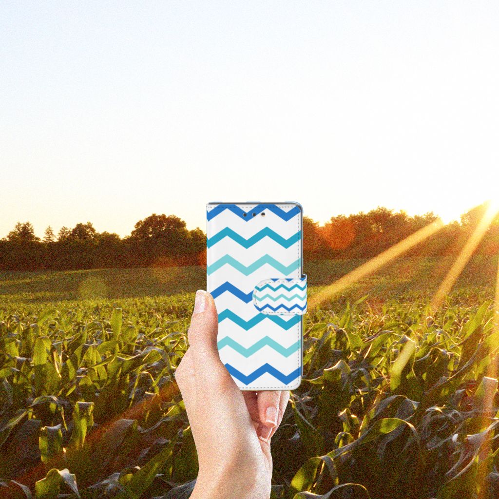Sony Xperia X Compact Telefoon Hoesje Zigzag Blauw