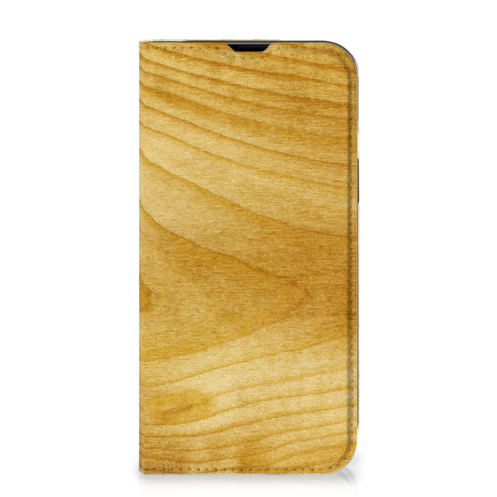 iPhone 14 Book Wallet Case Licht Hout - B2C Telecom