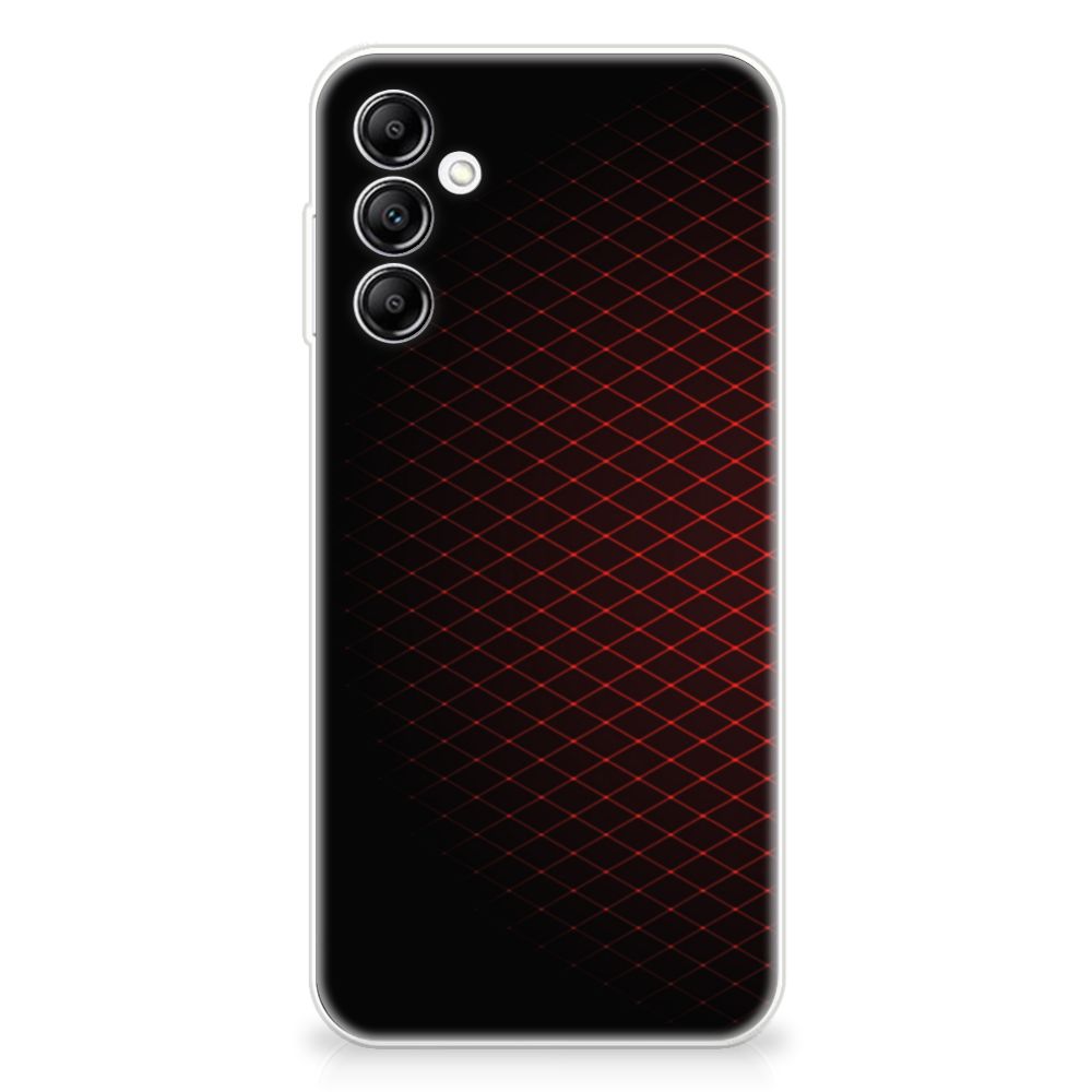 Samsung Galaxy A14 5G TPU bumper Geruit Rood met strak geruit design op zwarte achtergrond