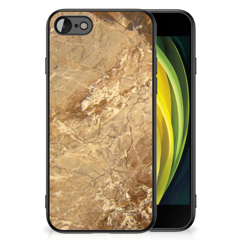 iPhone SE 2022 | SE 2020 | 7/8 Marmeren Print Telefoonhoesje Marmer Creme met marmerdesign en TPU-materiaal.