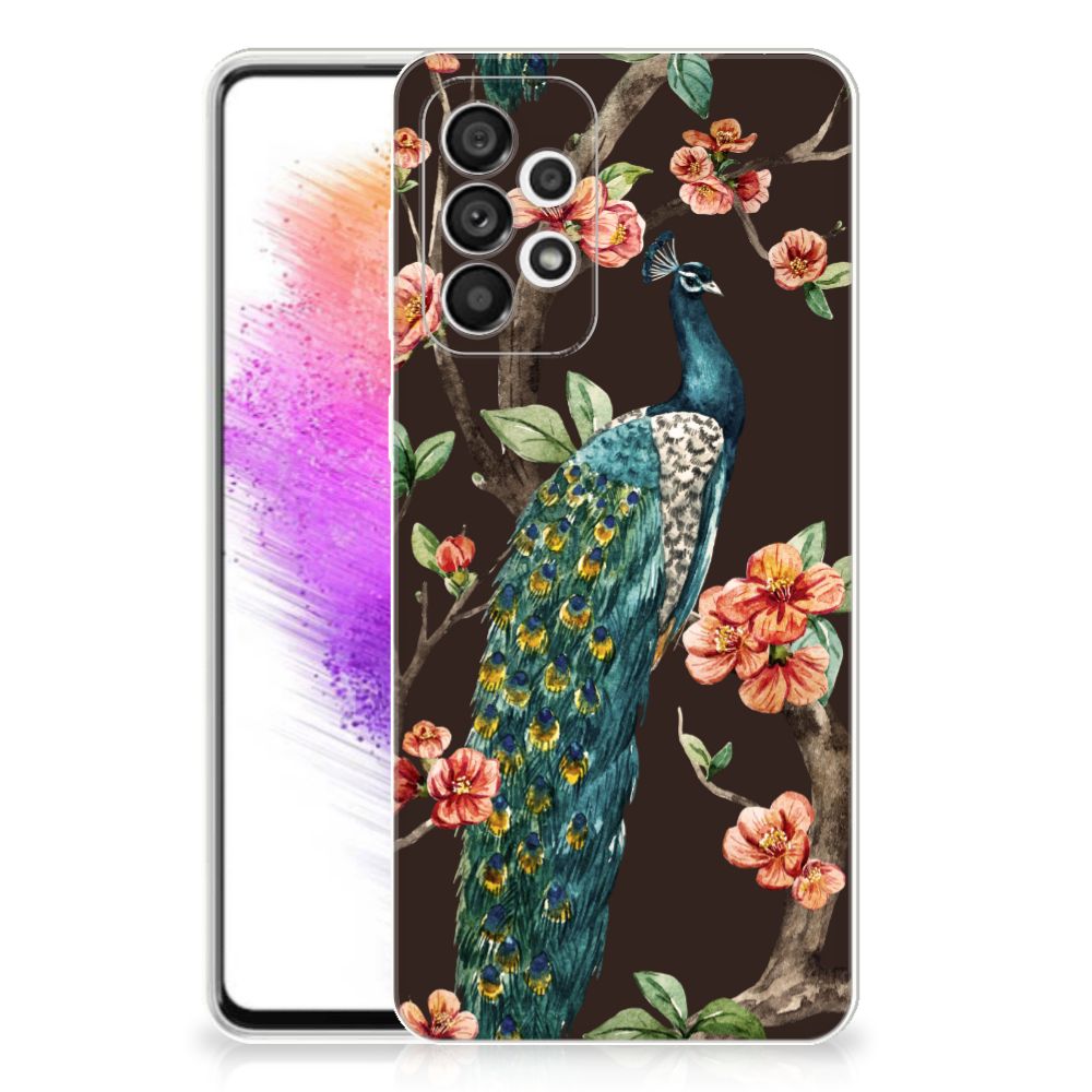 Samsung Galaxy A73 5G TPU Hoesje Pauw met Bloemen B2C Telecom