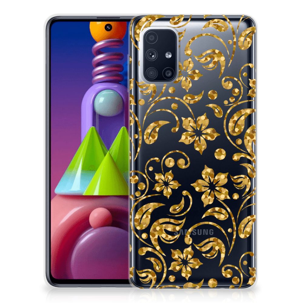 Samsung Galaxy M51 TPU Case Gouden Bloemen B2C Telecom