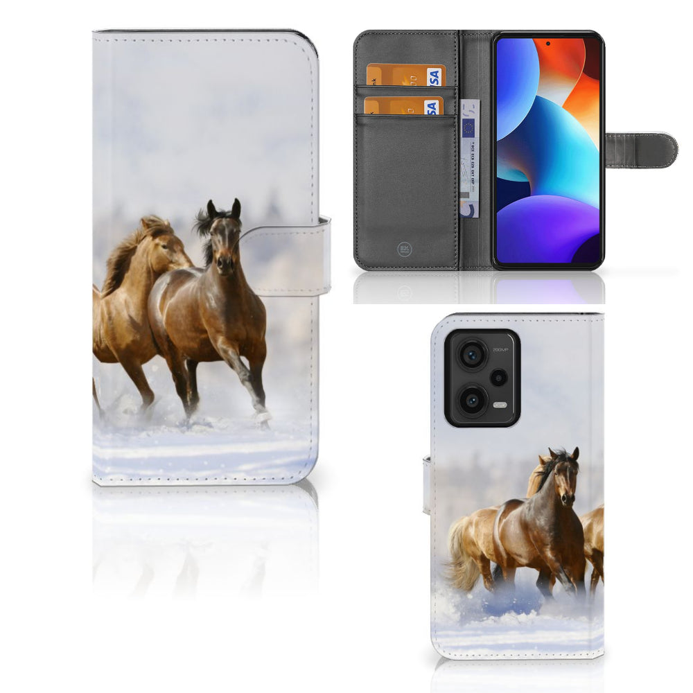 Xiaomi Redmi Note 12 Pro Plus Telefoonhoesje met Pasjes Paarden