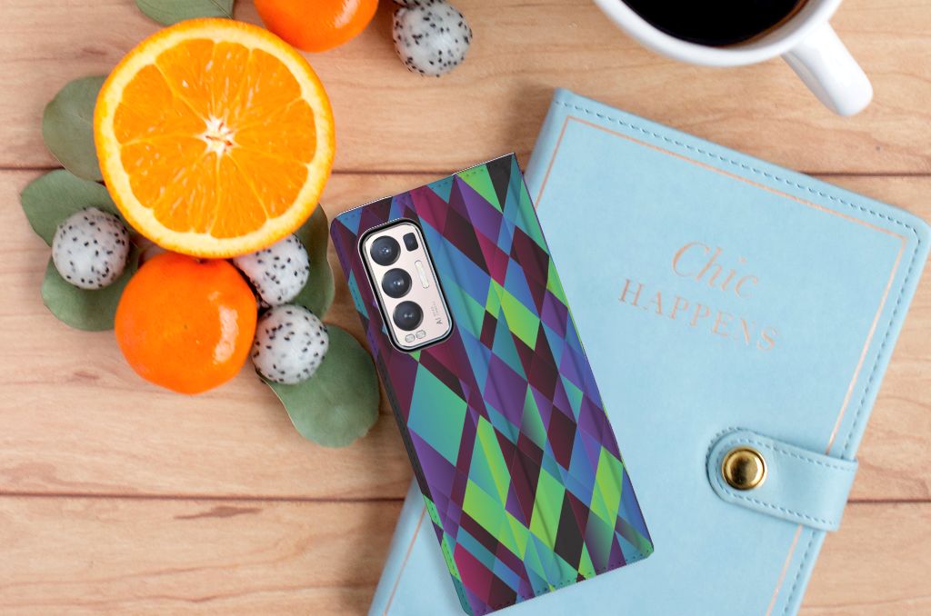 OPPO Find X3 Neo Stand Case Abstract Green Blue - B2C Telecom