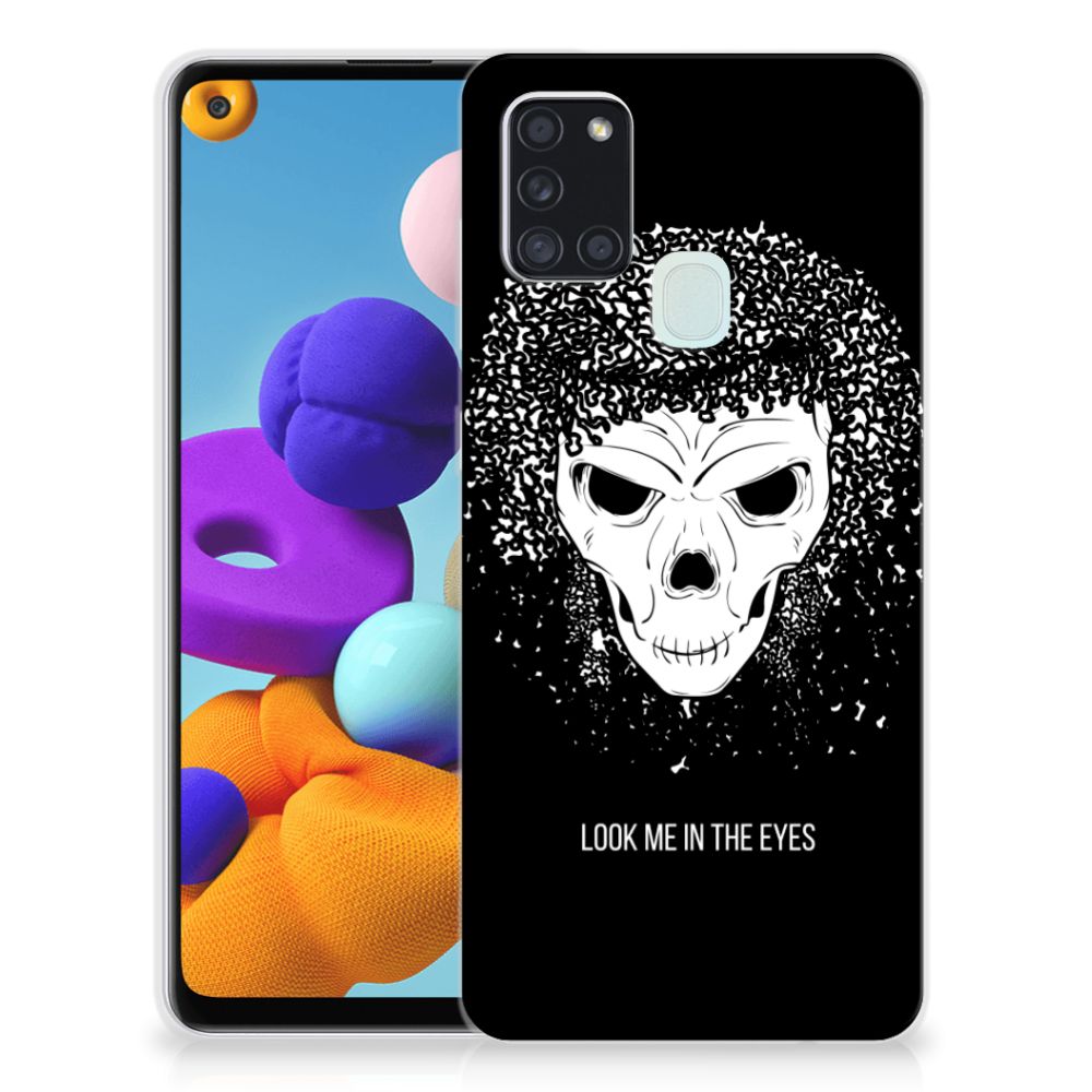 Silicone Back Case Samsung Galaxy A21s Skull Hair