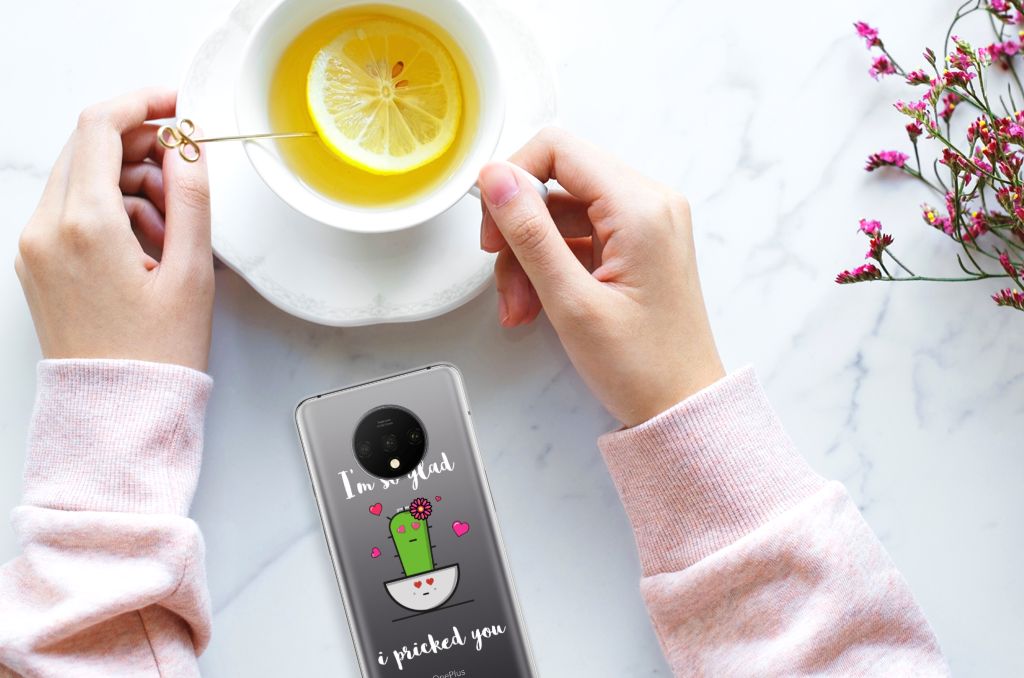 OnePlus 7T Telefoonhoesje met Naam Cactus Glad