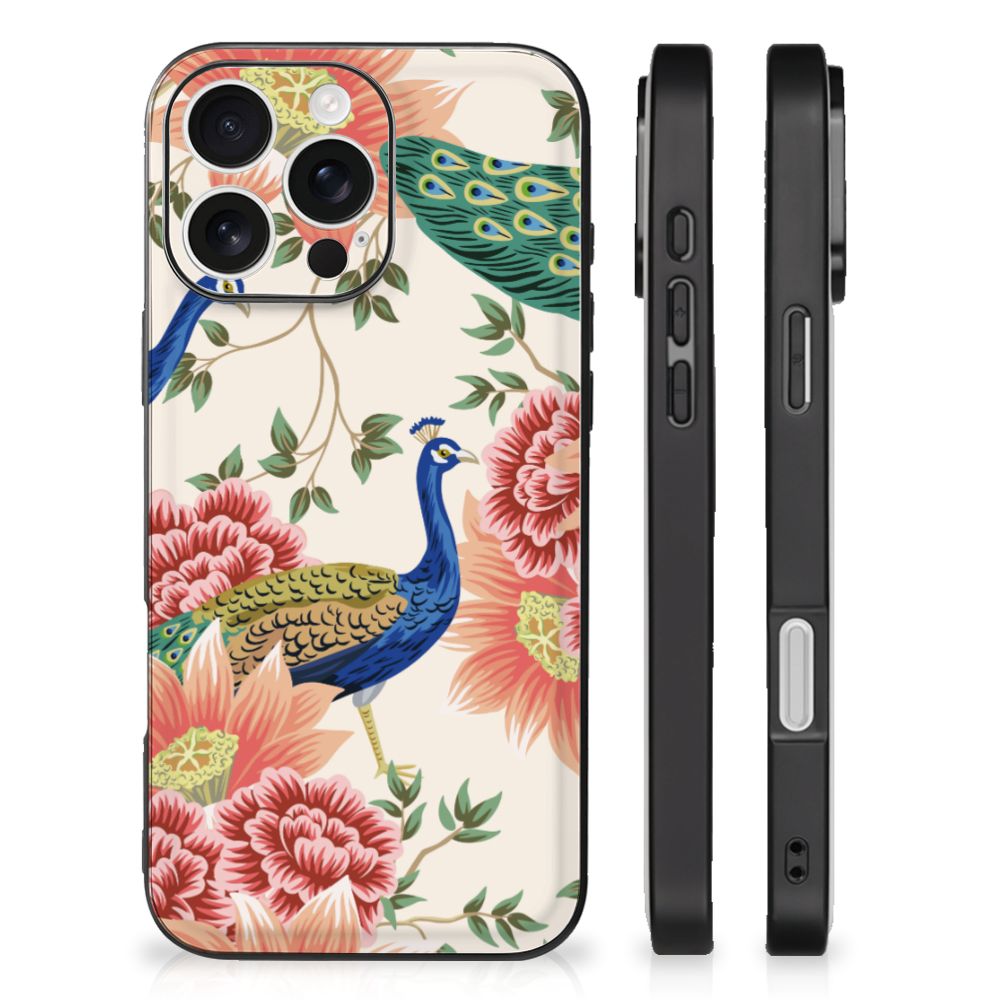 Dierenprint Telefoonhoesje voor iPhone 16 Pro Pink Peacock