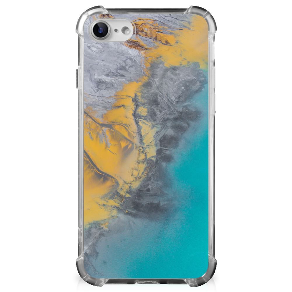 iPhone SE 2022/2020 | iPhone 8/7 Anti-Shock Hoesje Marble Blue Gold