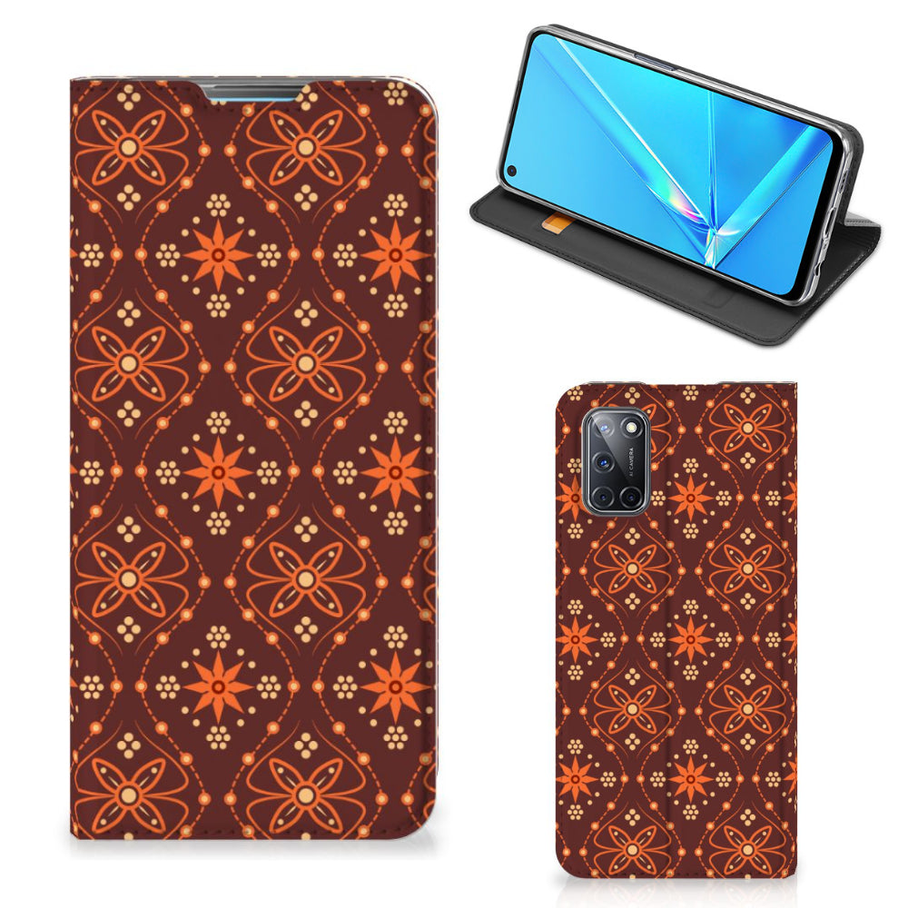 OPPO A52 | A72 Hoesje met Magneet Batik Brown