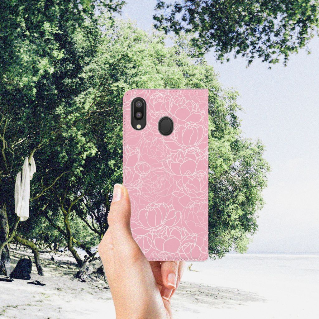 Samsung Galaxy M20 Smart Cover White Flowers