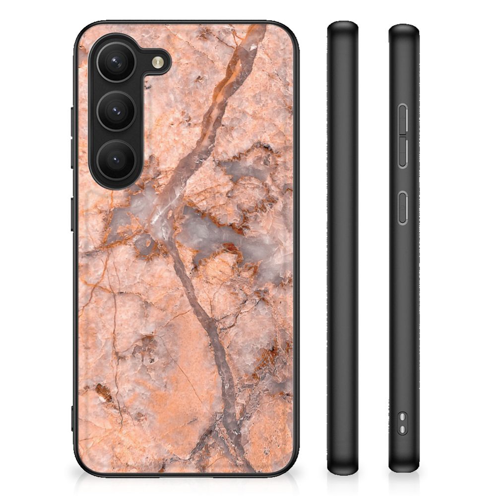 Samsung Galaxy S23 Marmeren Print Telefoonhoesje Marmer Oranje