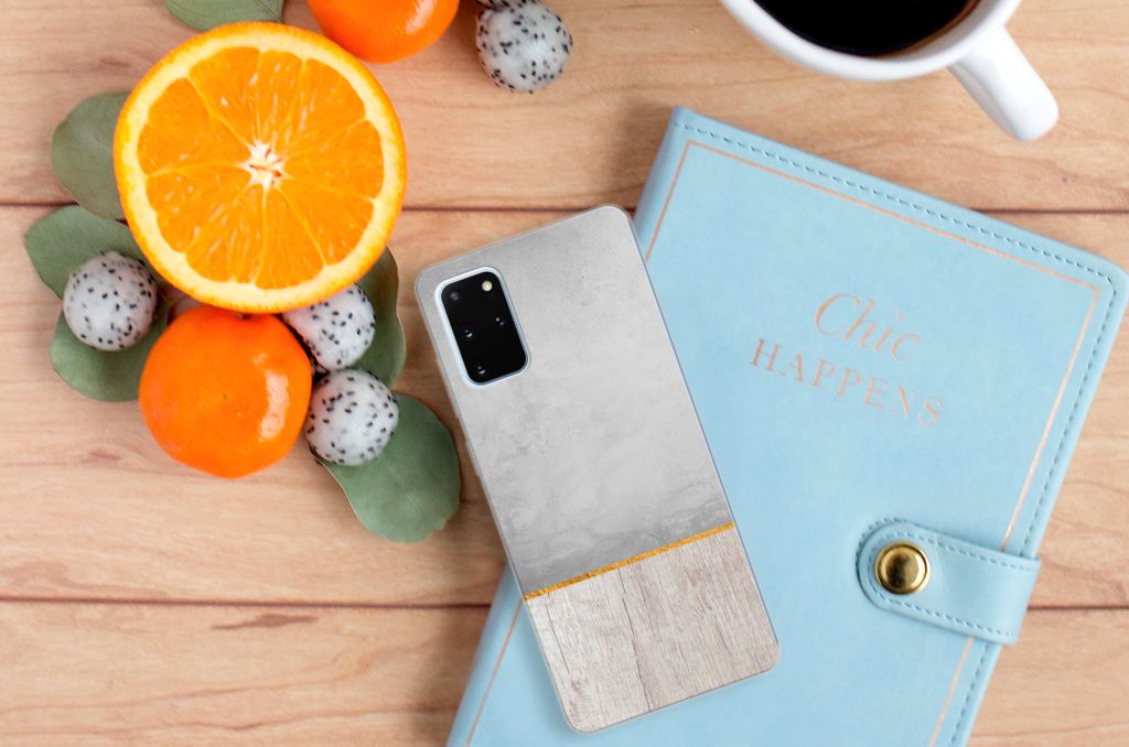 Samsung Galaxy S20 Plus Bumper Hoesje Wood Concrete B2C Telecom