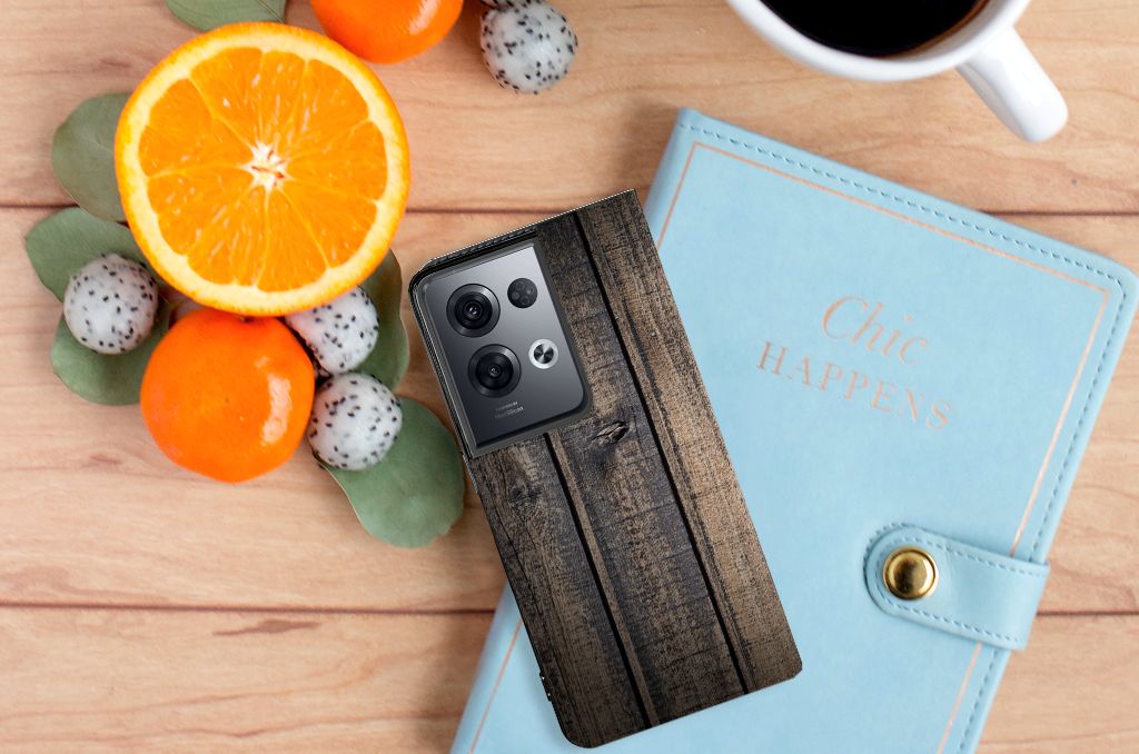 OPPO Reno8 Pro Book Wallet Case Steigerhout - B2C Telecom