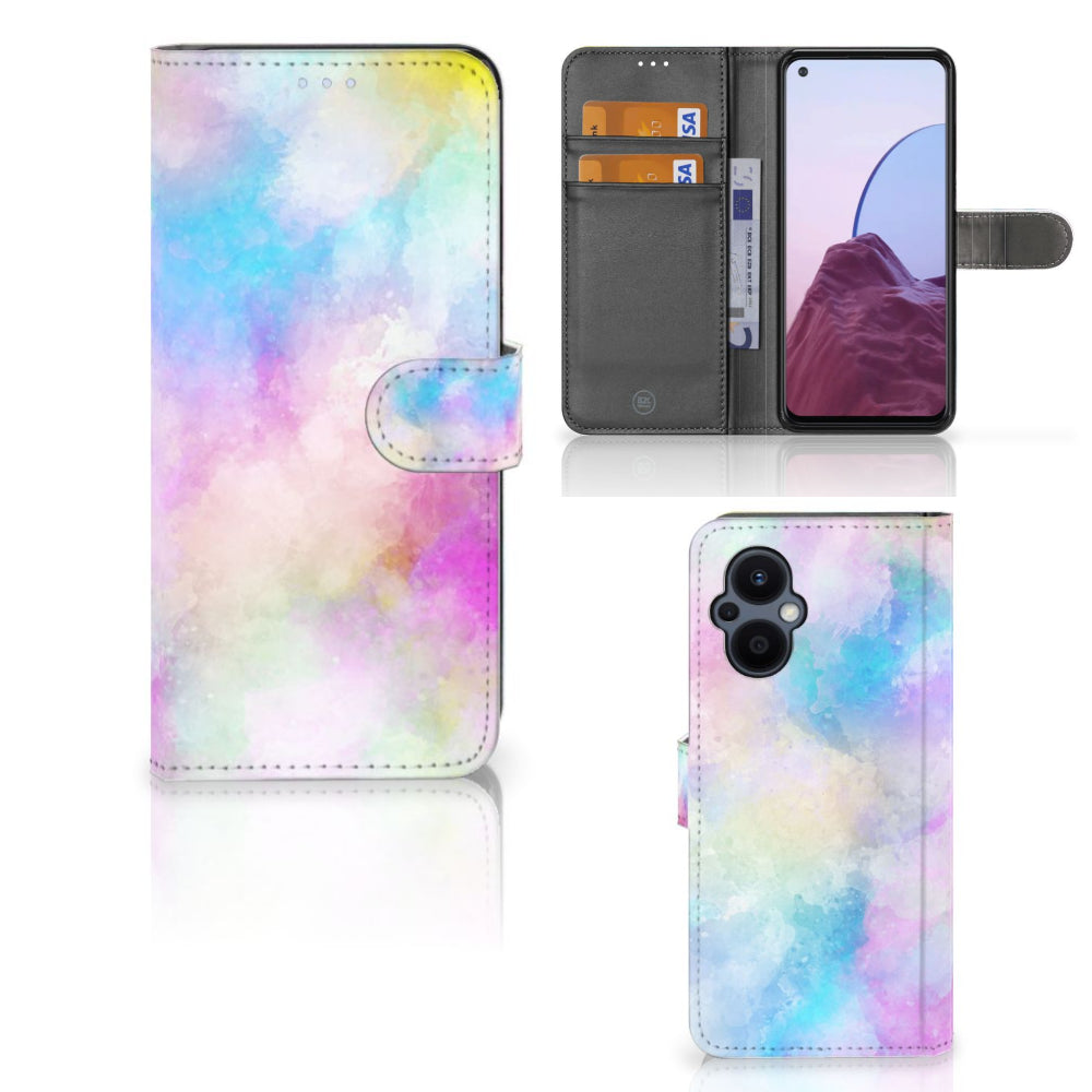 Hoesje OPPO Reno 8 Lite | OnePlus Nord N20 Watercolor Light met pasjeshouder in pastelkleuren