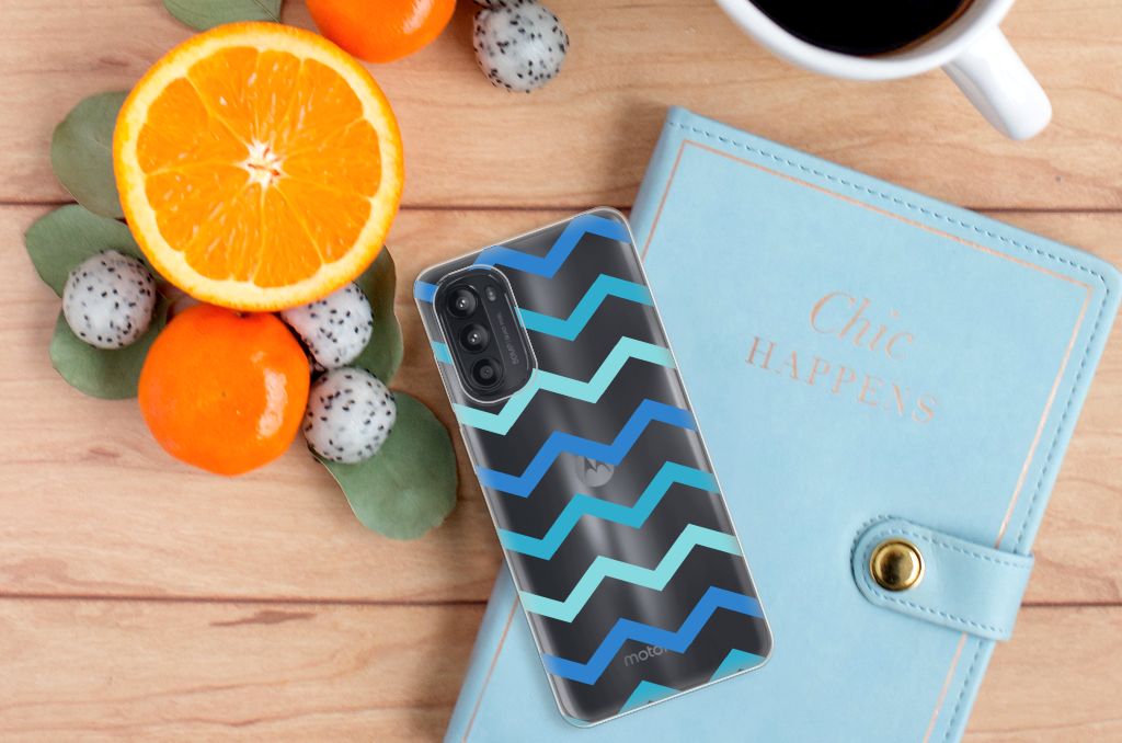 Motorola Moto G52/G82 TPU bumper Zigzag Blauw B2C Telecom