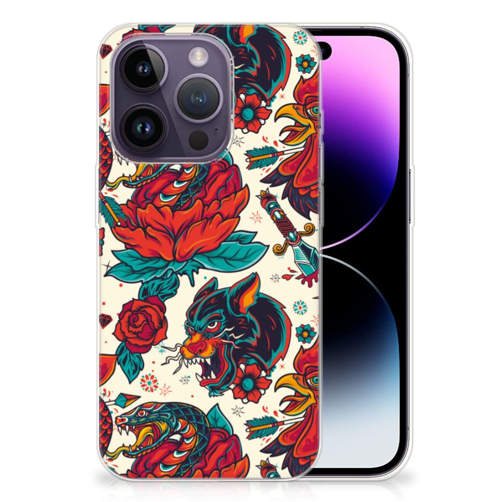 Siliconen Hoesje met foto voor Apple iPhone 14 Pro Old Skool B2C Telecom