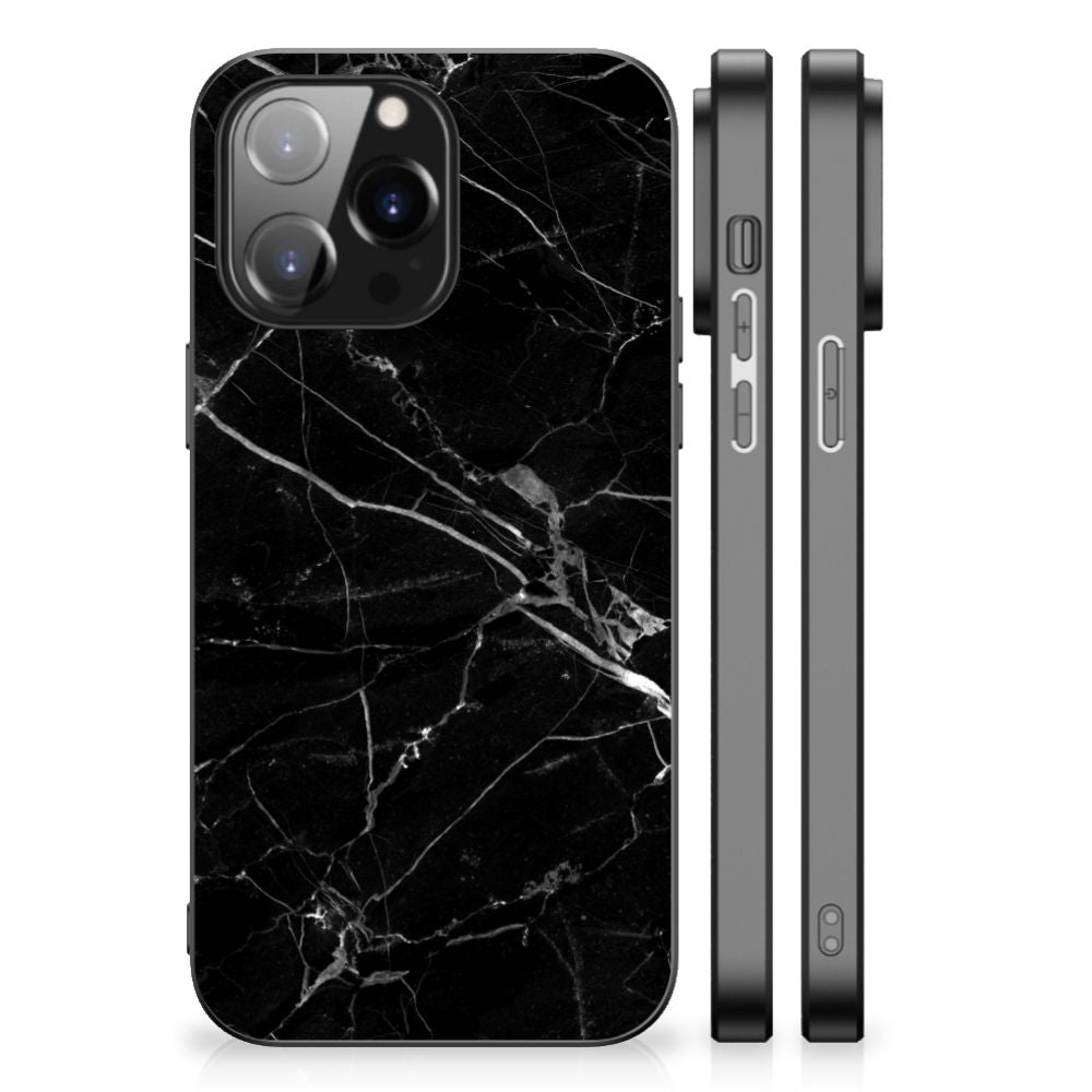 iPhone 14 Pro Max Marmeren Print Telefoonhoesje Marmer Zwart - Origineel Cadeau Vader