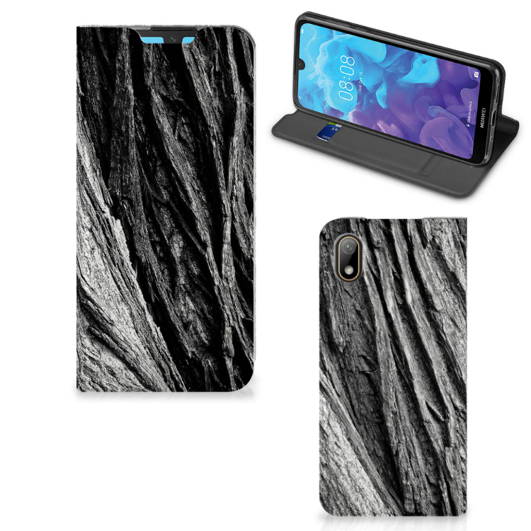 Book Wallet Case Huawei Y5 (2019) Boomschors Grijs - B2C Telecom