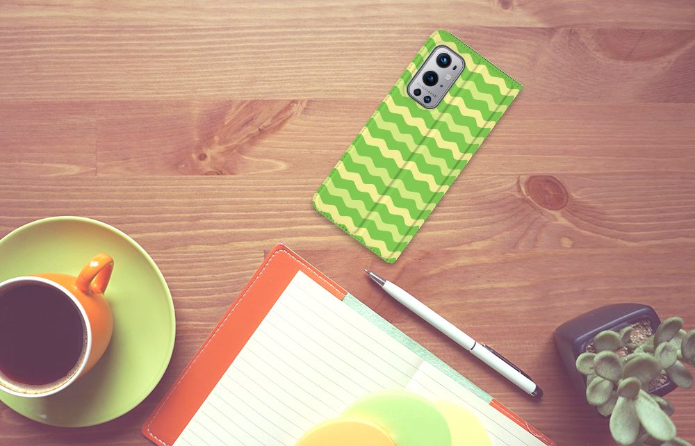 OnePlus 9 Pro Hoesje met Magneet Waves Green - B2C Telecom