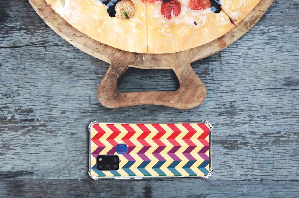 Samsung Galaxy A21s Doorzichtige Silicone Hoesje Zigzag Multi Color B2C Telecom