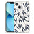 iPhone 13 mini Case Leaves Blue met een mooi bladeren ontwerp in navy op een transparante achtergrond.