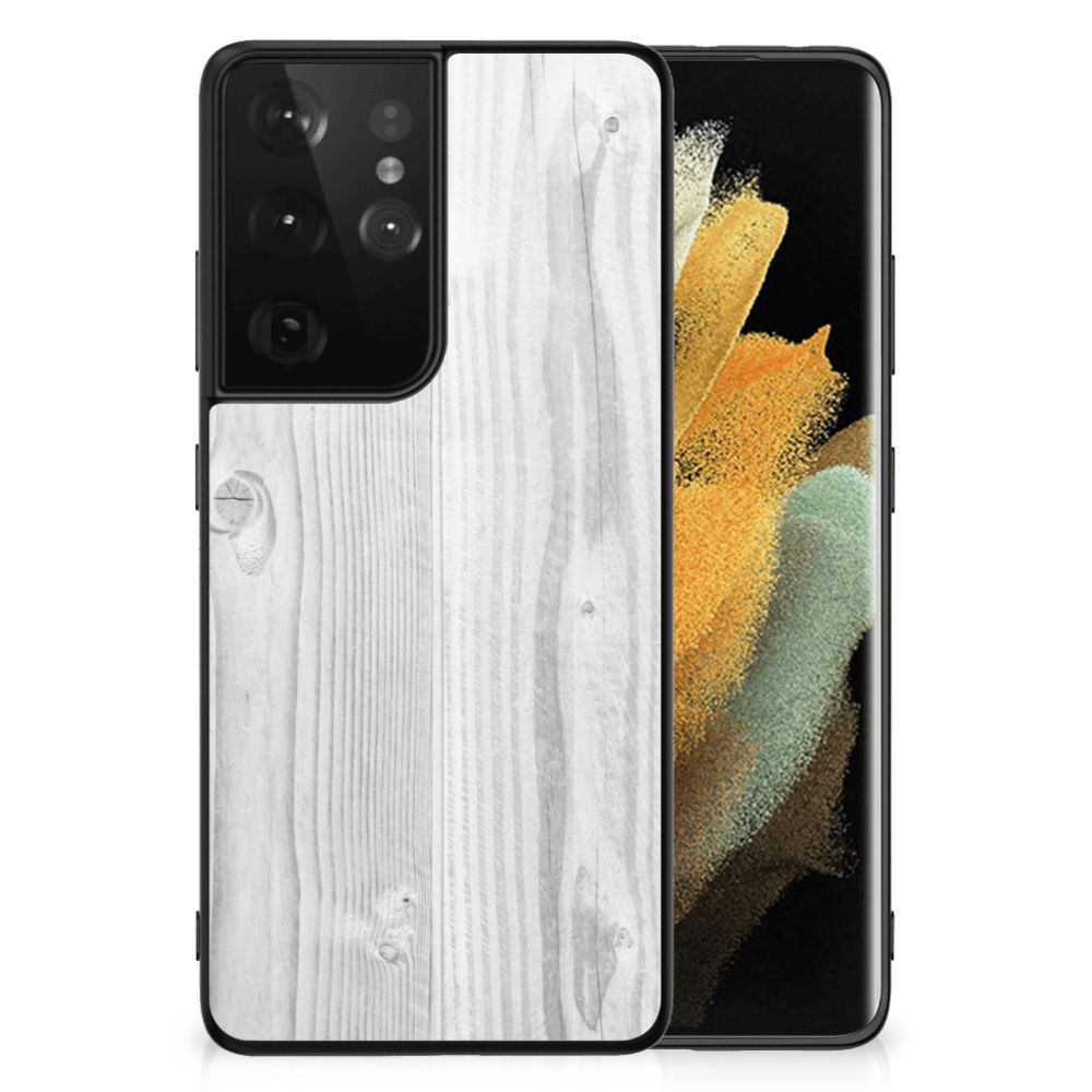 Samsung Galaxy S21 Ultra Houten Print Telefoonhoesje White Wood B2C Telecom