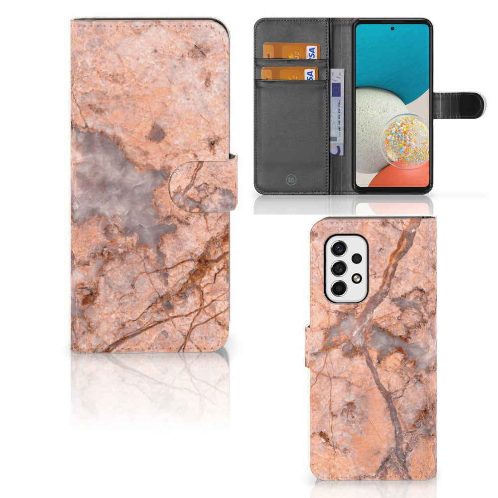 Samsung Galaxy A53 Bookcase Marmer Oranje