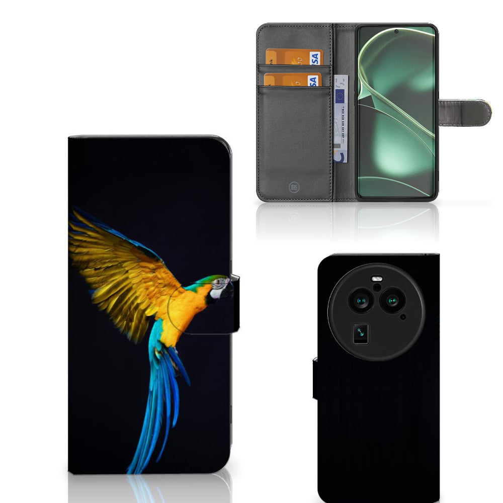 OPPO Find X6 Pro Telefoonhoesje met Pasjes Papegaai