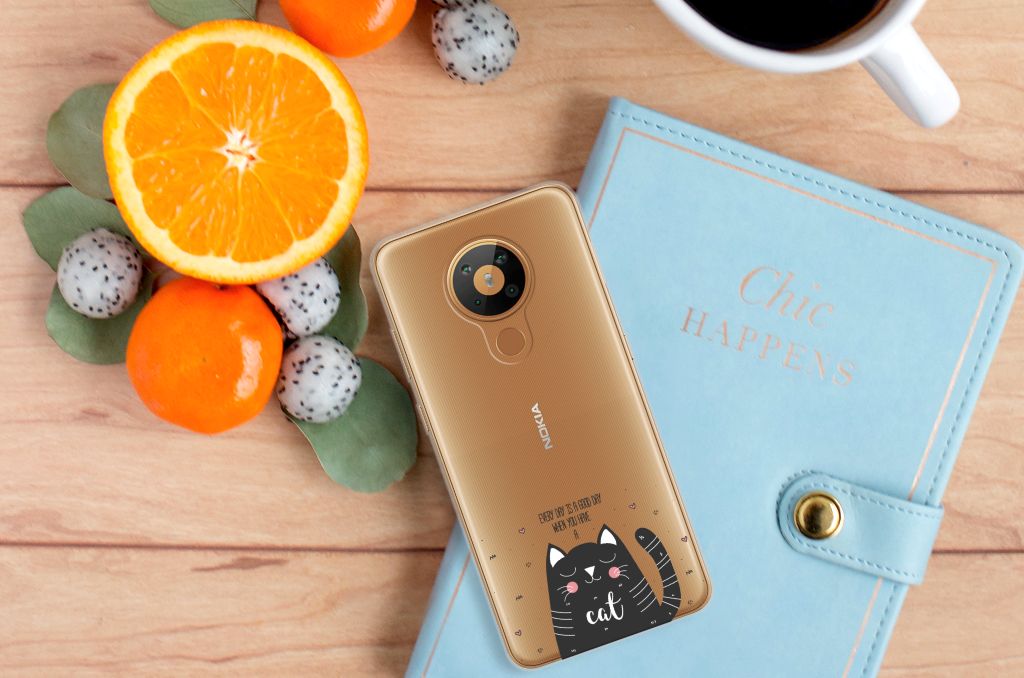 Nokia 5.3 Telefoonhoesje met Naam Cat Good Day B2C Telecom